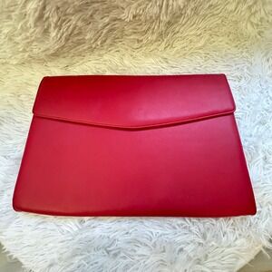 Levenger Red Genuine Leather Envelope Document Organizer File Bag 15 x 10.5"